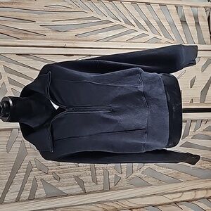 Aerie Black ribbed cotton quarter zip pullover sz L